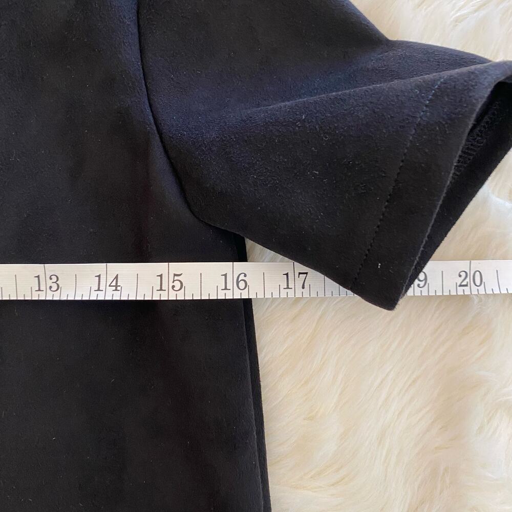 Zara Vegan Suede Black Short Sleeve Top Small - Picture 6 of 7